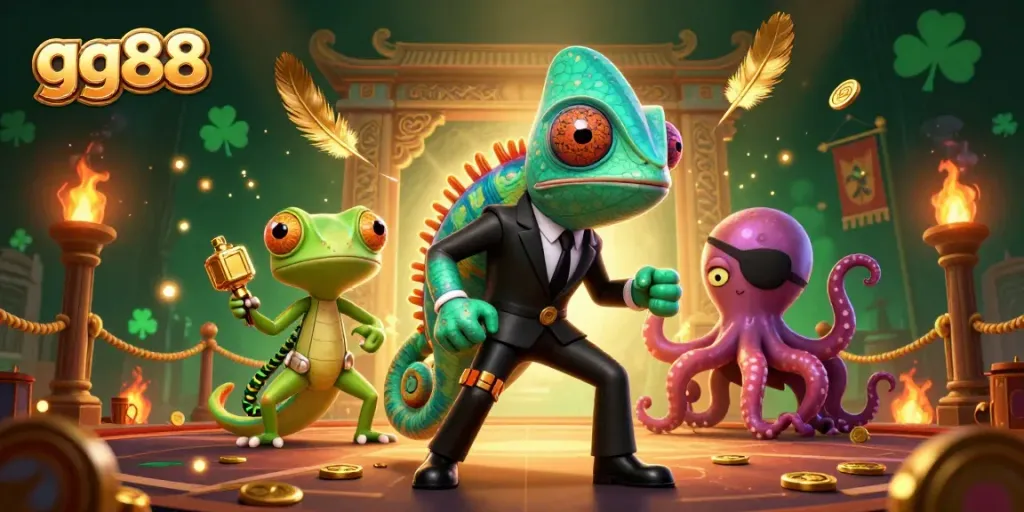 Experience thrilling action with gg88 characters in this captivating 3D casino scene.